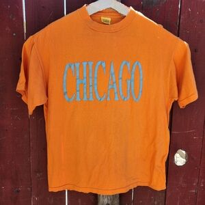 Vintage Rebel of USA CHICAGO T-Shirt Size L Orange Single Stitch